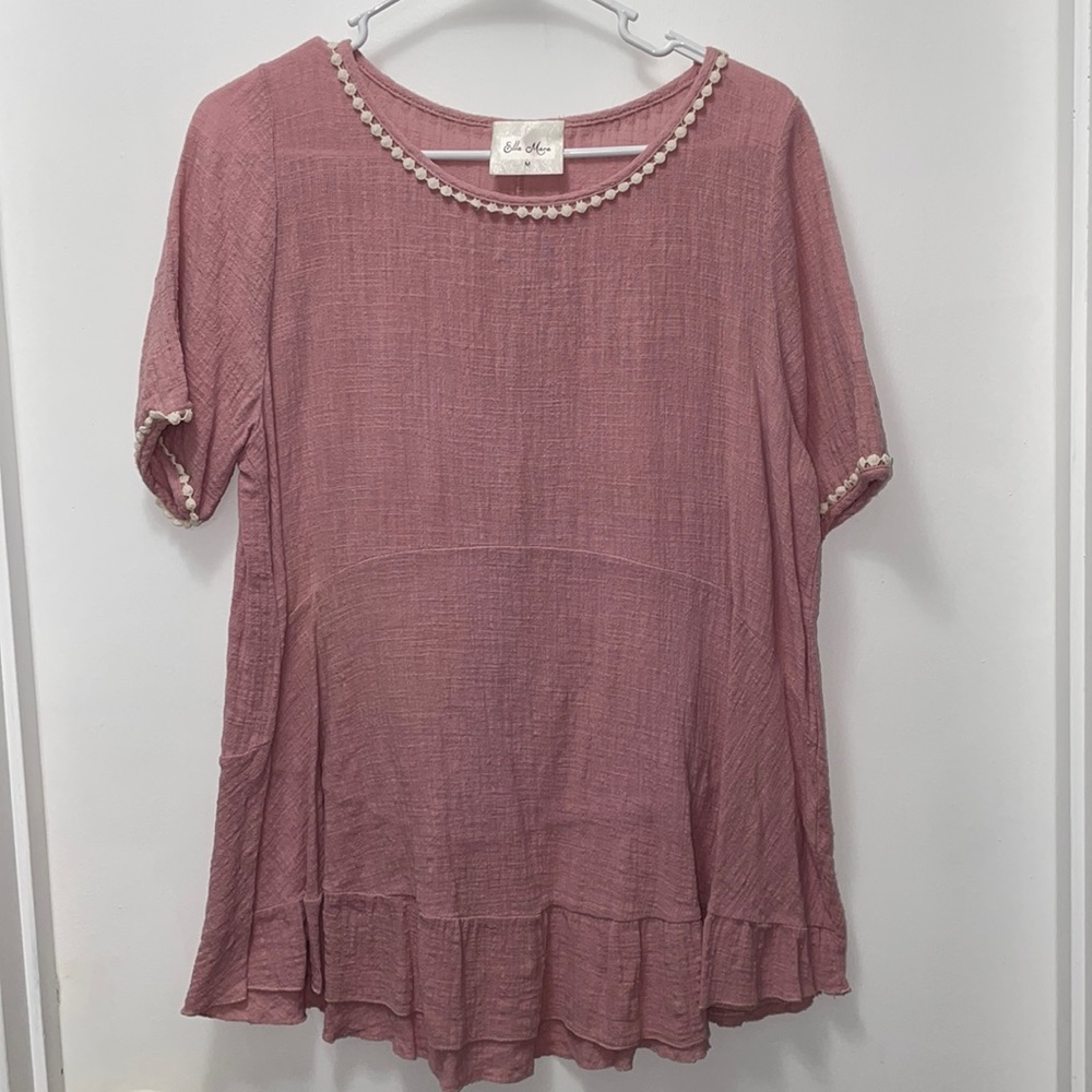 Pink top with white trim